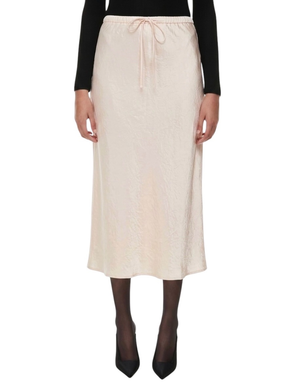 Aritzia Babaton Skyscraper Satin Slip Midi Skirt Denude Cream Satin Sz XS
